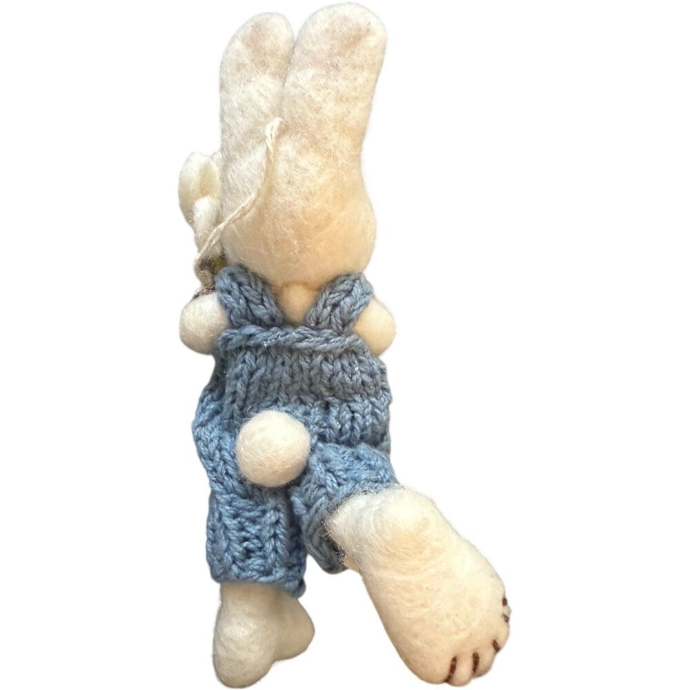 4 Gry & Sif Denmark Felted Wool White Bunny Rabbits Handmade Ornaments Rare HTF - Picture 9 of 16